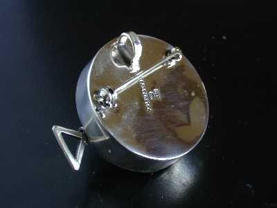 Round Pin with Small Hematite Beads - Reverse