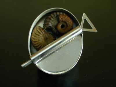 Oval Pin with Ammonites